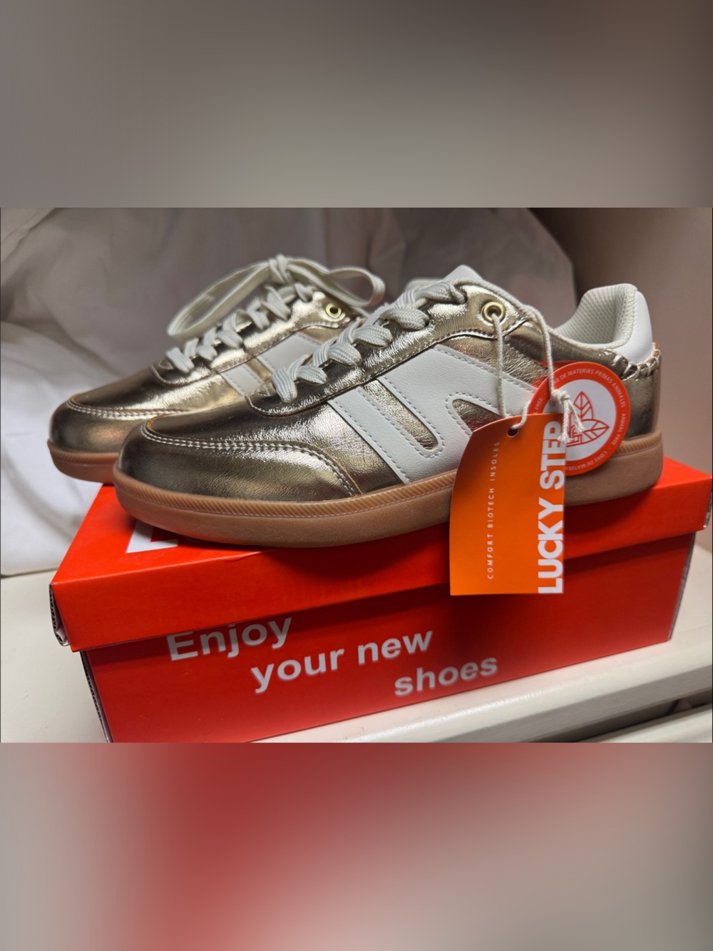 Lucky Step Women's Metallic Gold Sneakers